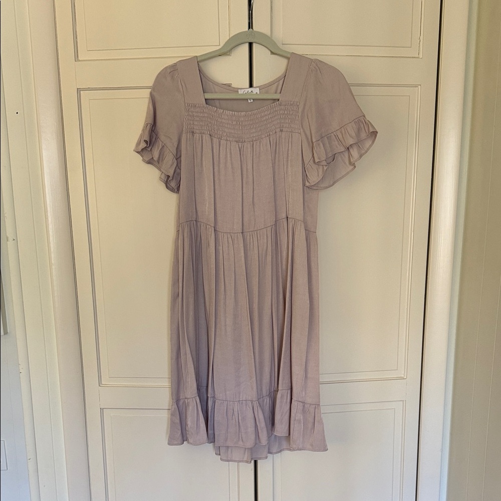 Blush Ruffle Sleeve Dress